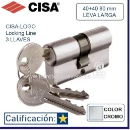 BOMBILLO CISA LOGO 45+45 90 mm LEVA LARGA NIQUEL