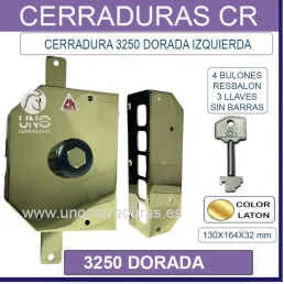 CERRADURA CR 3250 DORADA IZQUIERDAS SIN BARRAS