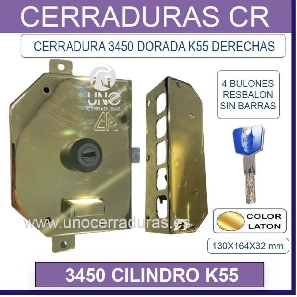 CERRADURA CR 3450 CILINDRO TITAN K55 DORADA DERECHA