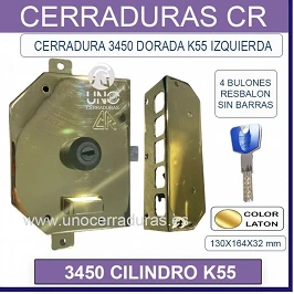CERRADURA CR 3450 CILINDRO TITAN K55 DORADA IZQUIERDA