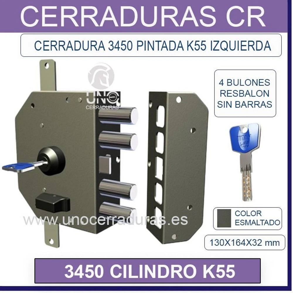 CERRADURA CR 3450 CILINDRO TITAN K55 PINTADA IZQUIERDA