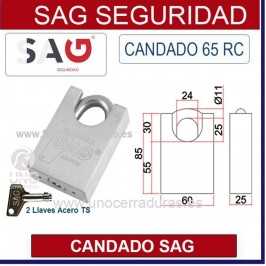 CANDADO SAG 60RC ARCO REFORZADO ACERO INOX AISI 303