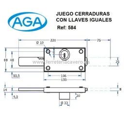 CERRADURA AGA CIERRE LATERAL AGA 584 JUEGO