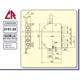 CERRADURA CR 2251/28 ACORAZADA 5 LLAVES IZQUIERDA