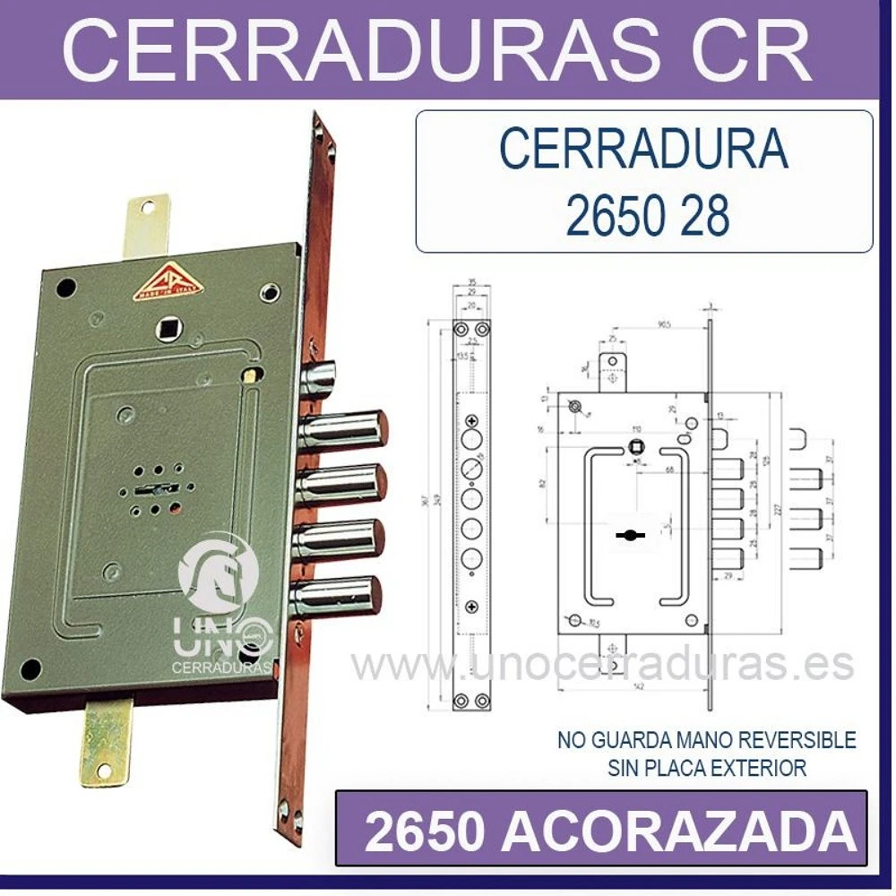 CERRADURA CR 2650 PEN 28 ACORAZADA S/BOMBIN