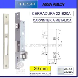 CERRADURA METALICA 2216 RODIL/PALAN.DESL 20MM INOX 221620AI