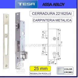 CERRADURA METALICA 2216 RODIL/PALAN.DESL 25MM INOX 221625AI