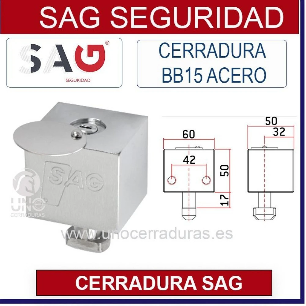 CERRADURA PERSIANA SAG ACERO CROMADO BB15