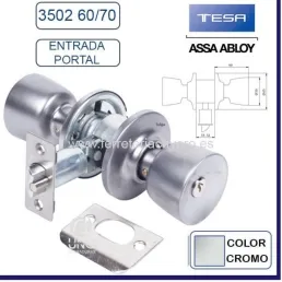 CERRADURA POMO TESA 3502/60-70 CROMO MATE