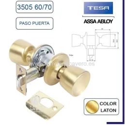 CERRADURA POMO TESA 3505/60-70 LATON MATE