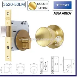 CERRADURA POMO TESA 3520/50 LATON MATE