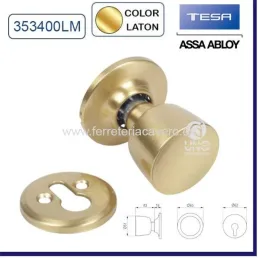 CERRADURA POMO TESA 3534 CUADRADILLO LATON MATE