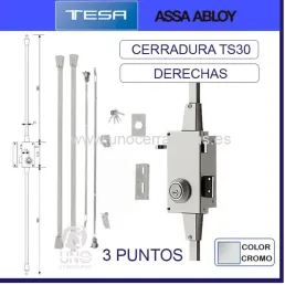 CERRADURA TESA SOBREPONER TS30 3P DERECHAS ACERO CROMADO