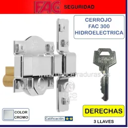 CERROJO FAC 300 HIDROELECTRICA DERECHAS NIQUEL