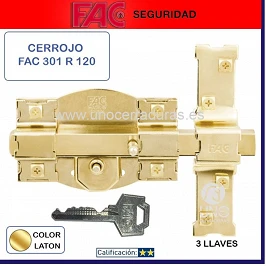 CERROJO FAC 301-R/120 MM DORADO