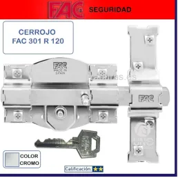 CERROJO FAC 301-R/120 MM NIQUEL