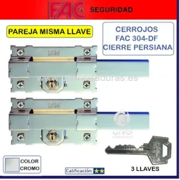 CERROJO FAC 304-DF/130 MM JUEGO 2 UND MISMA LLAVE (llave interior)