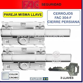 CERROJO FAC 304-F/130 MM JUEGO 2 UND MISMA LLAVE
