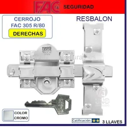 CERROJO FAC 305-R/80 NIQUEL DERECHAS