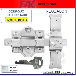 CERROJO FAC 305-R/80 NIQUEL IZQUIERDAS