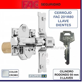 CERROJO FAC NIQUEL 201-R/80 MM.