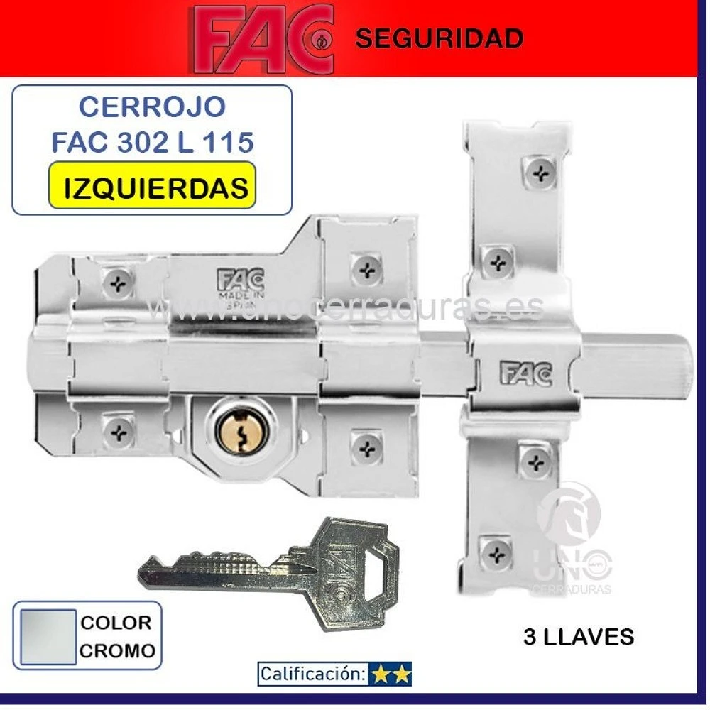 CERROJO FAC NIQUEL 302-L/115 IZQUIERDAS