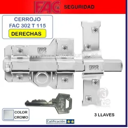 CERROJO FAC NIQUEL 302-T-115 DERECHAS