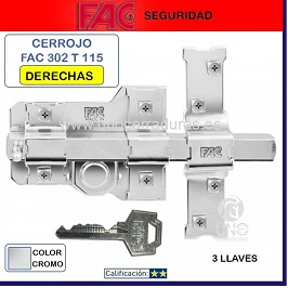 CERROJO FAC NIQUEL 302-T-115 DERECHAS