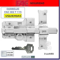 CERROJO FAC NIQUEL 302-T-115 IZQUIERDAS