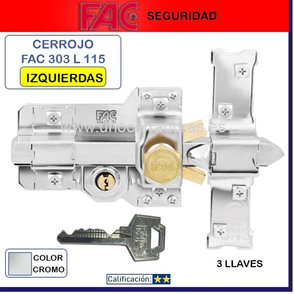 CERROJO FAC NIQUEL 303-L/115 IZQUIERDAS