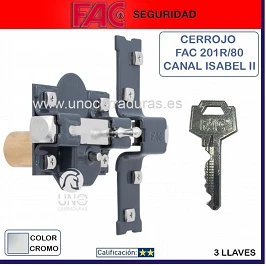 CERROJO FAC PINTADO CANAL ISABEL II 80 MM 201R/80 UNIDAD