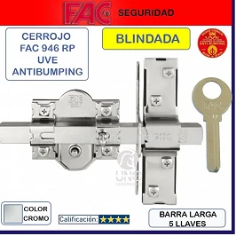 Cerrojo FAC UVE 946RP/80 anti-bumping puerta blindada CROMO