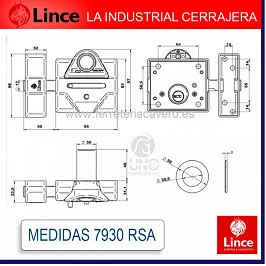 CERROJO LINCE 7930 RSA + CILINDRO C6 30+35 IGUALADO + ESCUDO HOPLON 5 LLAVES CROMO MATE