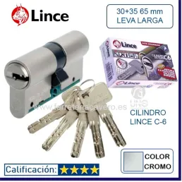 CERROJO LINCE 7930R + CILINDRO C6 30+35 CROMADO