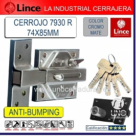CERROJO LINCE 7930R CL CROMO MATE ANTIBUMPING