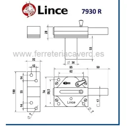 CERROJO LINCE 7930R HL DORADO ANTIBUMPING