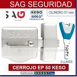 CERROJO SAG EP50 CROMO BOMBIN KESO 8000 PREMIUM 3 LLAVES