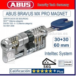 CILINDRO ABUS BRAVUS MX PRO MAGNET 30+30.60mm CROMO