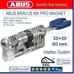 CILINDRO ABUS BRAVUS MX PRO MAGNET 30+30.60mm CROMO