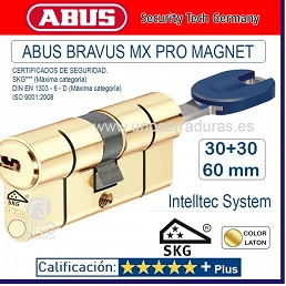CILINDRO ABUS BRAVUS MX PRO MAGNET 30+30.60mm LATÓN