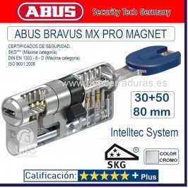 CILINDRO ABUS BRAVUS MX PRO MAGNET 30+50.80mm CROMO UNO CERRADURAS
