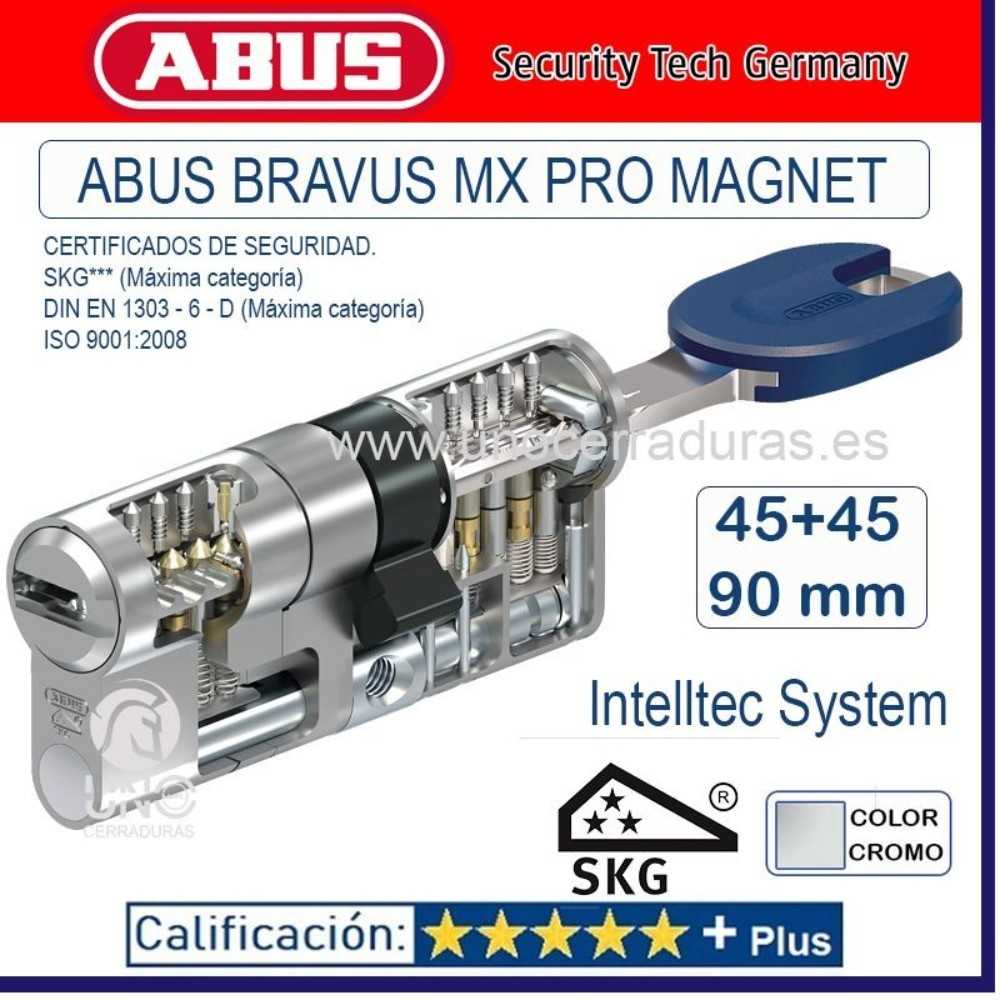 CILINDRO ABUS BRAVUS MX PRO MAGNET 45+45.90mm CROMO