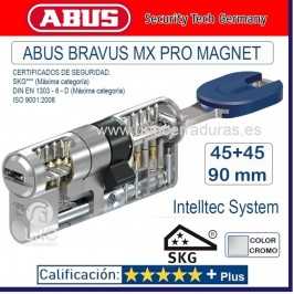 CILINDRO ABUS BRAVUS MX PRO MAGNET 45+45.90mm CROMO UNO CERRADURAS