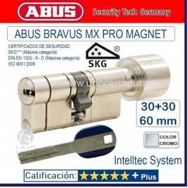 CILINDRO ABUS BRAVUS MX PRO MAGNET POMO 30+30.60mm CROMO