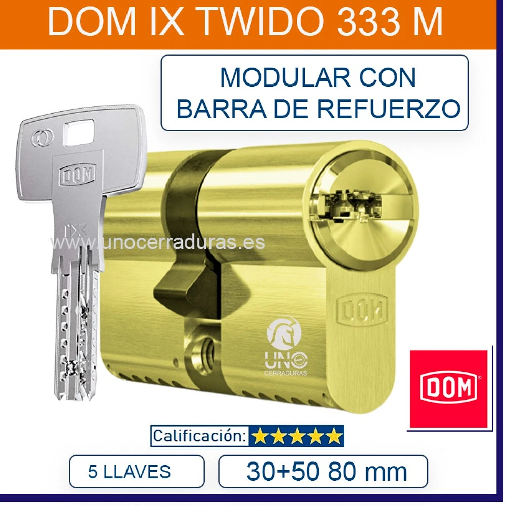 CILINDRO DOM IX Twido 333M 30+50:80mm VdS BZ+SKG Laton