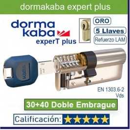 CILINDRO DORMA KABA ExperT Plus Lam doble Embrague 30+40 70mm LATON