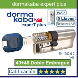 CILINDRO DORMA KABA ExperT pluS LAM Doble Embrague 40+40 80mm CROMO