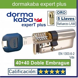 CILINDRO DORMA KABA ExperT pluS LAM Doble Embrague 40+40 80mm LATON