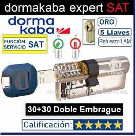 CILINDRO DORMA KABA ExperT pluS LAM Doble Embrague SAT SERVICIO 30+30 60mm LATON