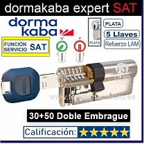 CILINDRO DORMA KABA ExperT pluS LAM Doble Embrague SAT SERVICIO 30+50 80mm CROMO
